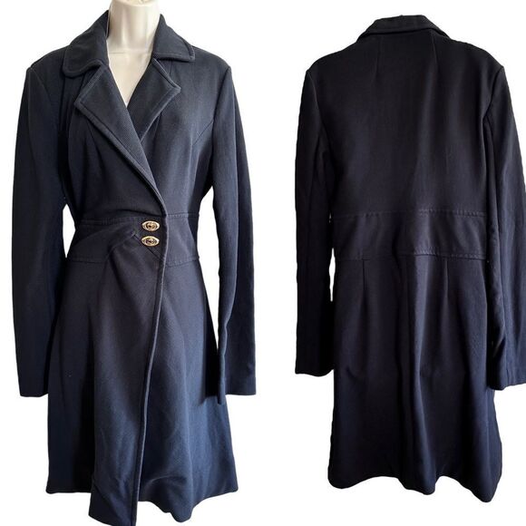 ECI ~ Womens Black Overcoat ~ turn lock closure ~ size XL - Picture 1 of 14